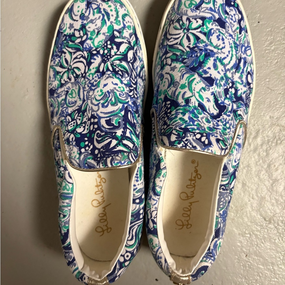 Lilly Pulitzer Blue and Green Patterned Sneakers